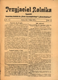 Przyjaciel Rolnika: bezpłatny dodatek do Głosu Leszczyńskiego i Głosu Polskiego 1932.02.05 R.5 Nr5