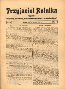 Przyjaciel Rolnika: bezpłatny dodatek do Głosu Leszczyńskiego i Głosu Polskiego 1932.04.22 R.5 Nr16