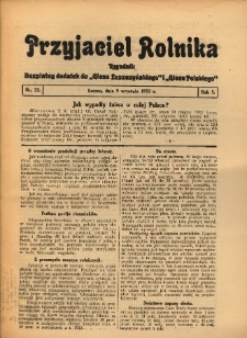 Przyjaciel Rolnika: bezpłatny dodatek do Głosu Leszczyńskiego i Głosu Polskiego 1932.09.09 R.5 Nr35