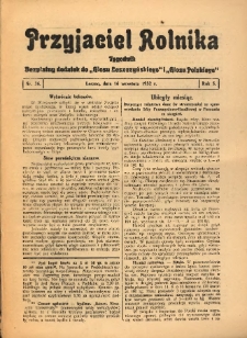 Przyjaciel Rolnika: bezpłatny dodatek do Głosu Leszczyńskiego i Głosu Polskiego 1932.09.16 R.5 Nr36