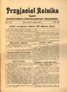 Przyjaciel Rolnika: bezpłatny dodatek do Głosu Leszczyńskiego i Głosu Polskiego 1932.09.23 R.5 Nr37
