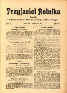Przyjaciel Rolnika: bezpłatny dodatek do Głosu Leszczyńskiego i Głosu Polskiego 1932.10.07 R.5 Nr39