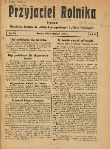 Przyjaciel Rolnika: bezpłatny dodatek do Głosu Leszczyńskiego i Głosu Polskiego 1933.01.06 R.6 Nr1