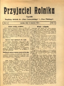 Przyjaciel Rolnika: bezpłatny dodatek do Głosu Leszczyńskiego i Głosu Polskiego 1933.01.14 R.6 Nr2
