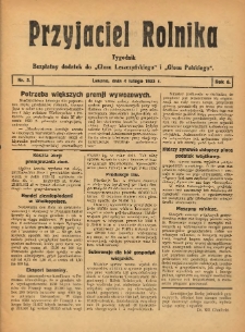 Przyjaciel Rolnika: bezpłatny dodatek do Głosu Leszczyńskiego i Głosu Polskiego 1933.02.04 R.6 Nr5