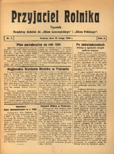 Przyjaciel Rolnika: bezpłatny dodatek do Głosu Leszczyńskiego i Głosu Polskiego 1933.02.18 R.6 Nr7