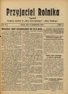 Przyjaciel Rolnika: bezpłatny dodatek do Głosu Leszczyńskiego i Głosu Polskiego 1933.10.15 R.6 Nr23