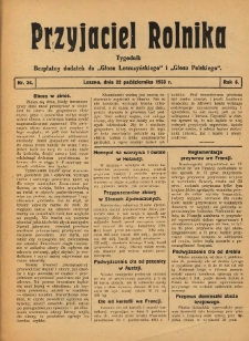 Przyjaciel Rolnika: bezpłatny dodatek do Głosu Leszczyńskiego i Głosu Polskiego 1933.10.22 R.6 Nr24