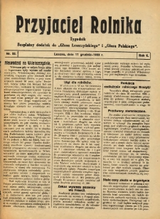 Przyjaciel Rolnika: bezpłatny dodatek do Głosu Leszczyńskiego i Głosu Polskiego 1933.12.17 R.6 Nr32