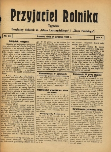 Przyjaciel Rolnika: bezpłatny dodatek do Głosu Leszczyńskiego i Głosu Polskiego 1933.12.24 R.6 Nr33