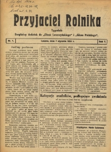 Przyjaciel Rolnika: bezpłatny dodatek do Głosu Leszczyńskiego i Głosu Polskiego 1934.01.07 R.7 Nr1