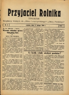 Przyjaciel Rolnika: bezpłatny dodatek do Głosu Leszczyńskiego i Głosu Polskiego 1934.02.11 R.7 Nr6