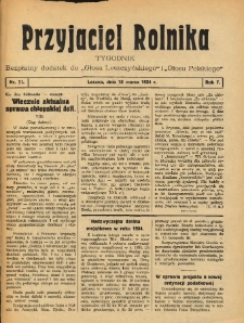 Przyjaciel Rolnika: bezpłatny dodatek do Głosu Leszczyńskiego i Głosu Polskiego 1934.03.18 R.7 Nr11
