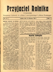 Przyjaciel Rolnika: bezpłatny dodatek do Głosu Leszczyńskiego i Głosu Polskiego 1934.04.22 R.7 Nr16