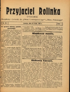 Przyjaciel Rolnika: bezpłatny dodatek do Głosu Leszczyńskiego i Głosu Polskiego 1934.05.20 R.7 Nr20