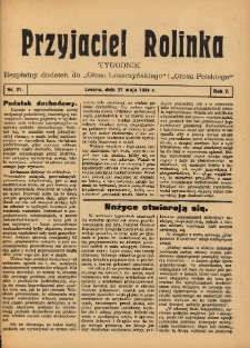 Przyjaciel Rolnika: bezpłatny dodatek do Głosu Leszczyńskiego i Głosu Polskiego 1934.05.27 R.7 Nr21