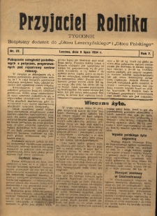 Przyjaciel Rolnika: bezpłatny dodatek do Głosu Leszczyńskiego i Głosu Polskiego 1934.07.08 R.7 Nr27