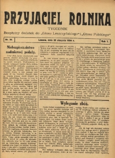 Przyjaciel Rolnika: bezpłatny dodatek do Głosu Leszczyńskiego i Głosu Polskiego 1934.08.26 R.7 Nr34