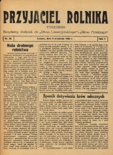 Przyjaciel Rolnika: bezpłatny dodatek do Głosu Leszczyńskiego i Głosu Polskiego 1934.09.09 R.7 Nr36
