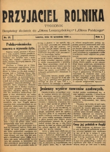 Przyjaciel Rolnika: bezpłatny dodatek do Głosu Leszczyńskiego i Głosu Polskiego 1934.09.16 R.7 Nr37