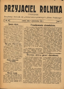 Przyjaciel Rolnika: bezpłatny dodatek do Głosu Leszczyńskiego i Głosu Polskiego 1934.10.07 R.7 Nr40