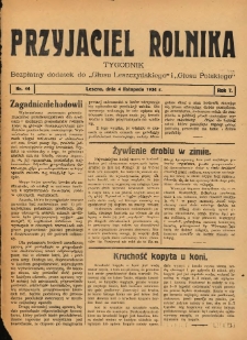 Przyjaciel Rolnika: bezpłatny dodatek do Głosu Leszczyńskiego i Głosu Polskiego 1934.11.04 R.7 Nr44