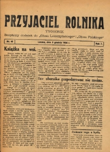 Przyjaciel Rolnika: bezpłatny dodatek do Głosu Leszczyńskiego i Głosu Polskiego 1934.12.09 R.7 Nr49