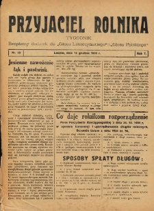 Przyjaciel Rolnika: bezpłatny dodatek do Głosu Leszczyńskiego i Głosu Polskiego 1934.12.16 R.7 Nr50