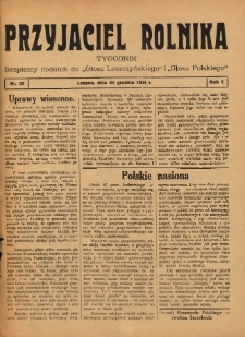 Przyjaciel Rolnika: bezpłatny dodatek do Głosu Leszczyńskiego i Głosu Polskiego 1934.12.30 R.7 Nr52