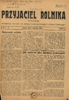Przyjaciel Rolnika: bezpłatny dodatek do Głosu Leszczyńskiego i Głosu Polskiego 1935.01.06 R.8 Nr1