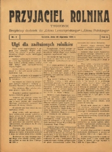 Przyjaciel Rolnika: bezpłatny dodatek do Głosu Leszczyńskiego i Głosu Polskiego 1935.01.20 R.8 Nr3