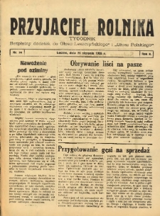 Przyjaciel Rolnika: bezpłatny dodatek do Głosu Leszczyńskiego i Głosu Polskiego 1935.08.25 R.8 Nr34