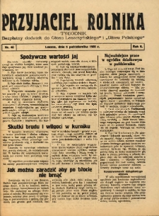 Przyjaciel Rolnika: bezpłatny dodatek do Głosu Leszczyńskiego i Głosu Polskiego 1935.10.06 R.8 Nr40