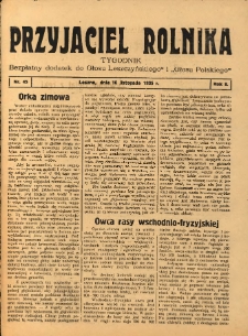 Przyjaciel Rolnika: bezpłatny dodatek do Głosu Leszczyńskiego i Głosu Polskiego 1935.11.10 R.8 Nr45