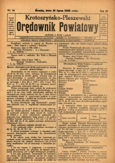 Krotoszyńsko-Pleszewski Orędownik Powiatowy 1929.07.10 R.56 Nr54