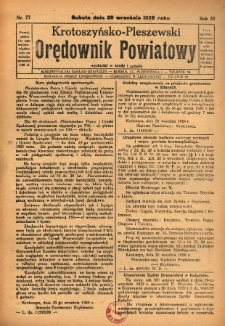 Krotoszyńsko-Pleszewski Orędownik Powiatowy 1929.09.28 R.56 Nr77