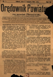 Orędownik Powiatowy na Powiat Pleszewski 1931.01.03 R.58 Nr1