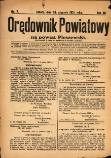Orędownik Powiatowy na Powiat Pleszewski 1931.01.24 R.58 Nr7