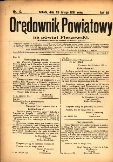 Orędownik Powiatowy na Powiat Pleszewski 1931.02.28 R.58 Nr17