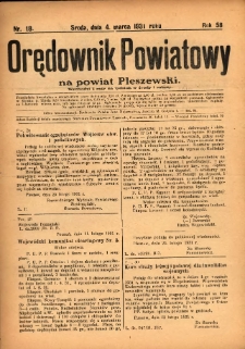 Orędownik Powiatowy na Powiat Pleszewski 1931.03.04 R.58 Nr18