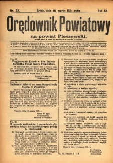 Orędownik Powiatowy na Powiat Pleszewski 1931.03.18 R.58 Nr22