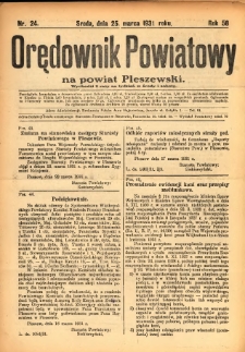 Orędownik Powiatowy na Powiat Pleszewski 1931.03.25 R.58 Nr24