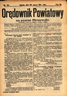 Orędownik Powiatowy na Powiat Pleszewski 1931.03.28 R.58 Nr25