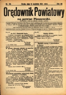 Orędownik Powiatowy na Powiat Pleszewski 1931.04.08 R.58 Nr28