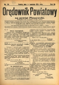 Orędownik Powiatowy na Powiat Pleszewski 1931.04.11 R.58 Nr29