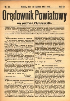 Orędownik Powiatowy na Powiat Pleszewski 1931.04.18 R.58 Nr31