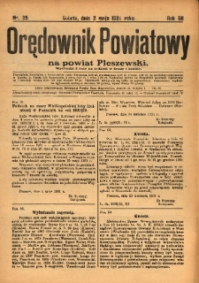 Orędownik Powiatowy na Powiat Pleszewski 1931.04.29 R.58 Nr34