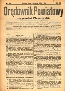 Orędownik Powiatowy na Powiat Pleszewski 1931.05.16 R.58 Nr39