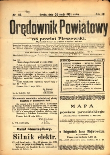 Orędownik Powiatowy na Powiat Pleszewski 1931.05.20 R.58 Nr40