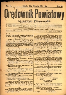 Orędownik Powiatowy na Powiat Pleszewski 1931.05.23 R.58 Nr41
